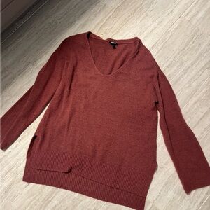 Express V-Neck Sweater in Deep Rust